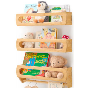 Nursery Book Shelves, Premium Bamboo Wood, Fully Assembled - Nursery Decor, Book